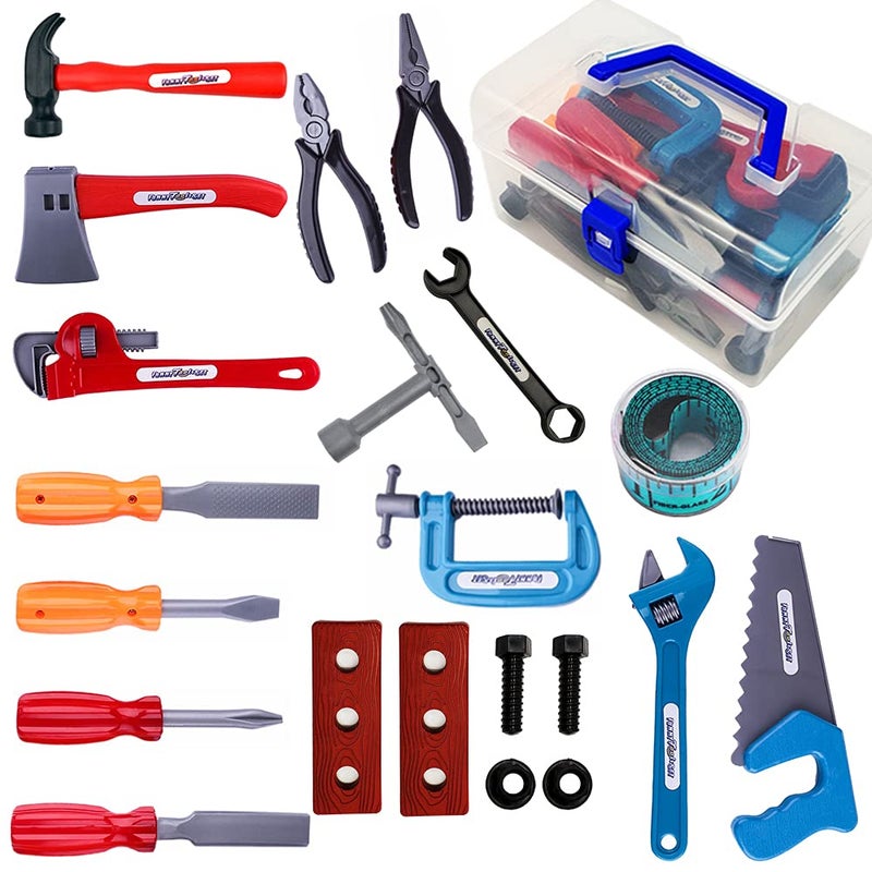 KEJIH 21 Pieces Kids Toy Tool Set and Power Play Tools  Construction Toys Working Tools Educational Pretend Role Play Set with a Handy Storage Box and Portable Sturdy Ideal Gifts Toolkit for Toddlers - Image 1